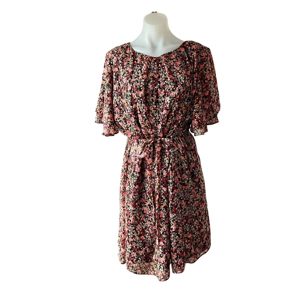 F&F Dark Floral Short-Sleeved Midi Dress: Y2K, Modern